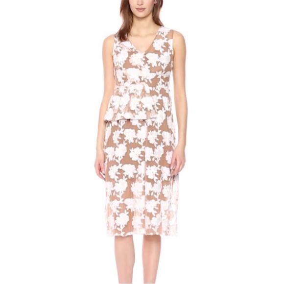 NWT Tracy Reese White Floral Embroidered Half Peplum Dress 10 - Picture 12 of 12